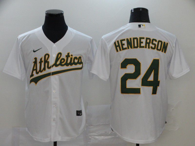 Men Oakland Athletics #24 Henderson White Nike Game MLB Jerseys->oakland athletics->MLB Jersey